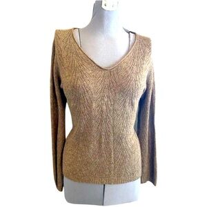Eileen Fisher Tan Alpaca Wool Silk Sweater Large Cable Knit Tunic Lightweight